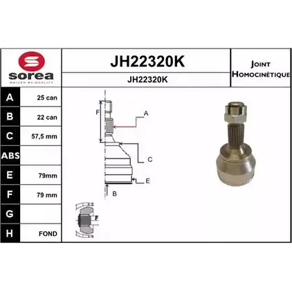 Шрус граната SNRA D0QAICP JH2232 0K 1194331275 JH22320K