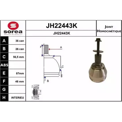 Шрус граната SNRA 1194331423 JH22 443K MGAUAJ0 JH22443K изображение 0