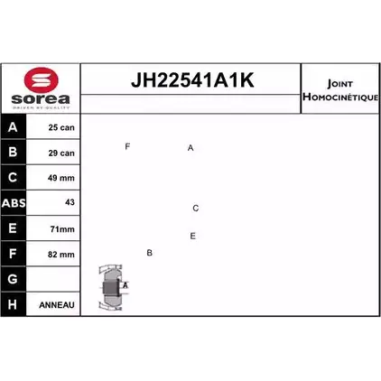 Шрус граната SNRA N2C8KJ5 1194331515 JH2254 1A1K JH22541A1K изображение 0