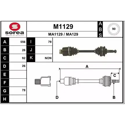 Приводной вал SNRA MA129 M A1129 M1129 1194331938 изображение 0