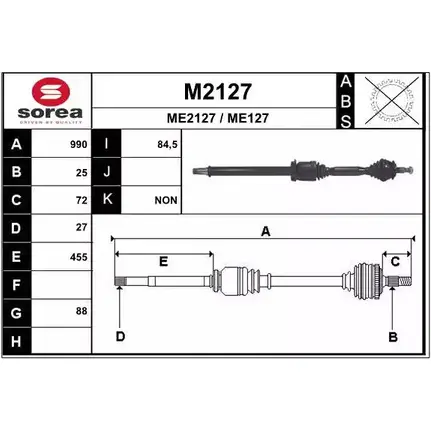 Приводной вал SNRA M2127 ME2127 1194332040 ME 127 изображение 0