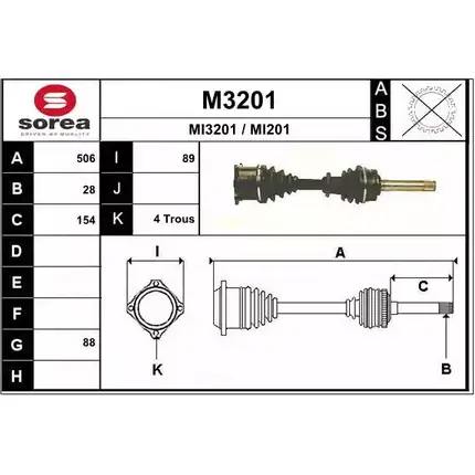 Приводной вал SNRA MI3201 M3201 1194332164 M I201