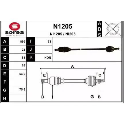 Приводной вал SNRA N1205 NI120 5 1194332346 NI205 изображение 0