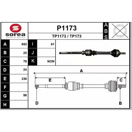 Приводной вал SNRA TP173 TP117 3 1194332812 P1173 изображение 0