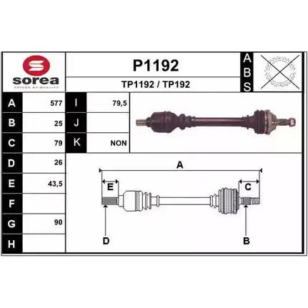 Приводной вал SNRA P1192 1194332842 TP192 TP1 192 изображение 0