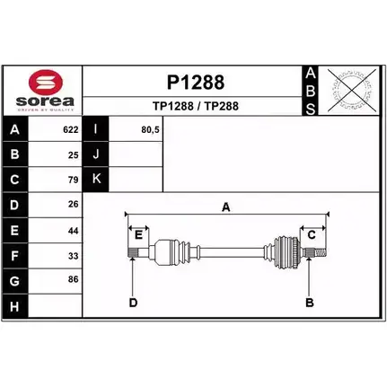 Приводной вал SNRA TP 1288 TP288 P1288 1194332976 изображение 0