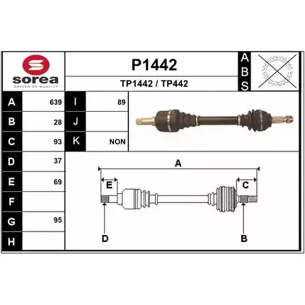 Приводной вал SNRA 1194333092 T P1442 TP442 P1442 изображение 0