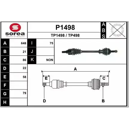 Приводной вал SNRA TP 1498 P1498 TP498 1194333124 изображение 0
