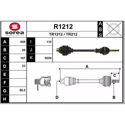 Приводной вал SNRA TR1 212 TR212 R1212 1194333390 изображение 0