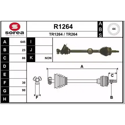 Приводной вал SNRA R1264 TR264 1194333472 TR 1264 изображение 0