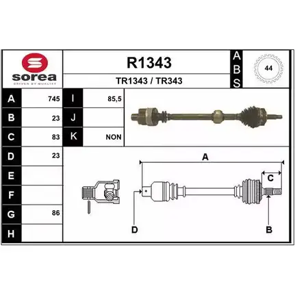 Приводной вал SNRA R1343 TR343 TR1 343 1194333616 изображение 0