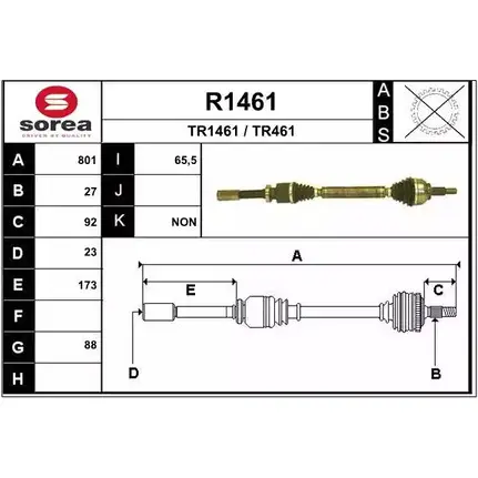 Приводной вал SNRA TR461 R1461 1194333802 TR146 1