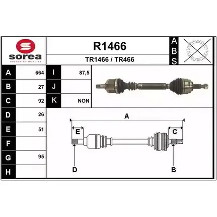 Приводной вал SNRA R1466 TR466 1194333812 TR14 66 изображение 0