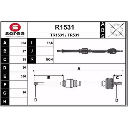 Приводной вал SNRA TR15 31 1194333858 TR531 R1531 изображение 0