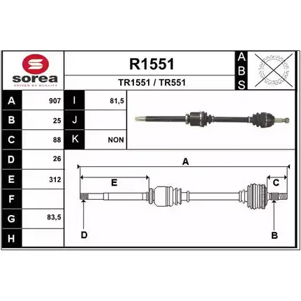 Приводной вал SNRA TR155 1 TR551 R1551 1194333886 изображение 0
