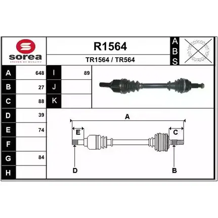 Приводной вал SNRA 1194333912 TR564 TR15 64 R1564 изображение 0