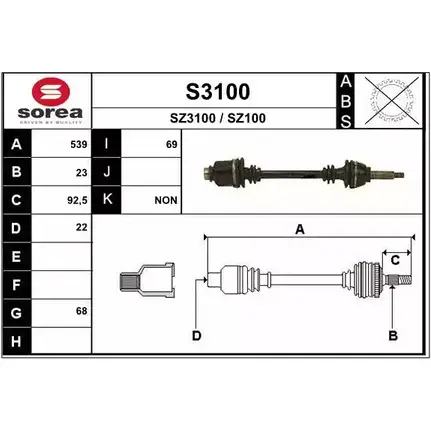 Приводной вал SNRA SZ3100 S3100 1194334189 S Z100 изображение 0