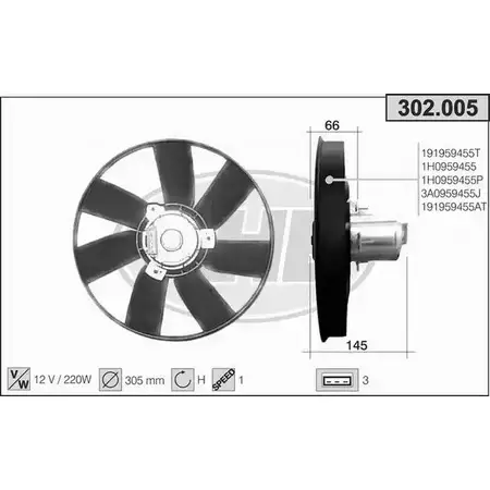 Вентилятор радиатора двигателя AHE 302.0 05 302.005 1194339890 GQ1ZE изображение 0