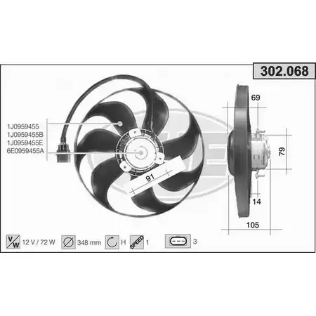 Вентилятор радиатора двигателя AHE 302. 068 F7SYX 1194339927 302.068 изображение 0