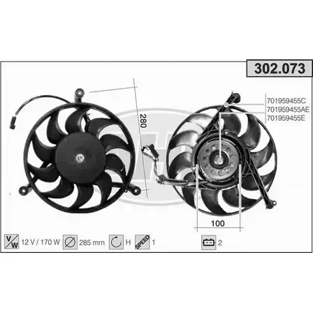 Вентилятор радиатора двигателя AHE 1194339931 ZTBDJ 302.073 30 2.073 изображение 0
