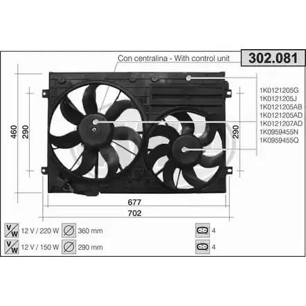 Вентилятор радиатора двигателя AHE 302.081 302 .081 UVN3EO 1194339937 изображение 0
