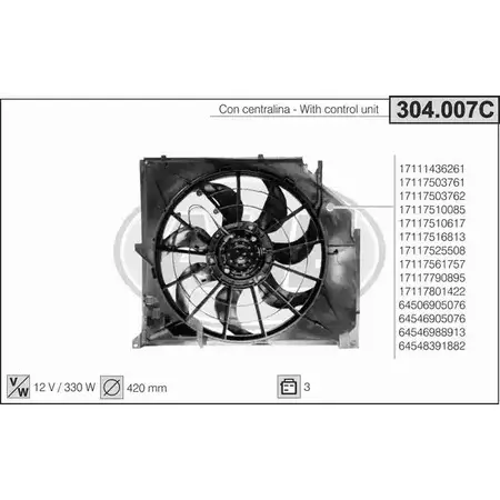 Вентилятор радиатора двигателя AHE 304.007C 304 .007C 18QXSG 1194339960 изображение 0