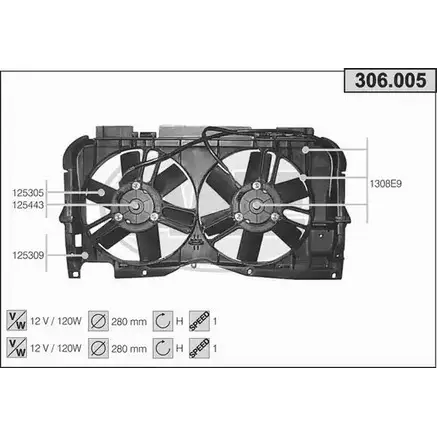 Вентилятор радиатора двигателя AHE 1194339976 T5JXJ 306.005 3 06.005 изображение 0