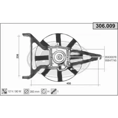 Вентилятор радиатора двигателя AHE 306 .009 306.009 O77CLO 1194339979