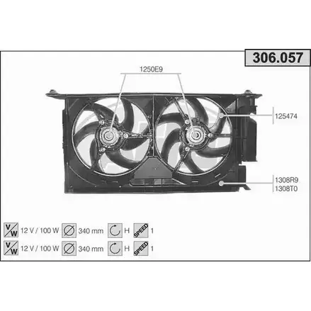 Вентилятор радиатора двигателя AHE 1194340001 306.057 3 06.057 RV7AQ изображение 0