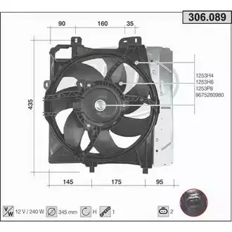 Вентилятор радиатора двигателя AHE 1194340020 306.089 YD7U6H 3 06.089 изображение 0