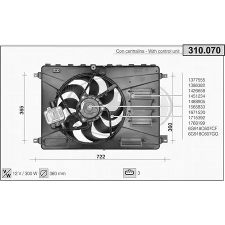 Вентилятор радиатора двигателя AHE 98Z64G 310.070 1194340192 310.0 70 изображение 0