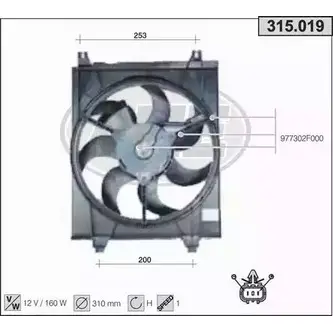Вентилятор радиатора двигателя AHE 315.019 3 15.019 MOTVIT 1194340232 изображение 0