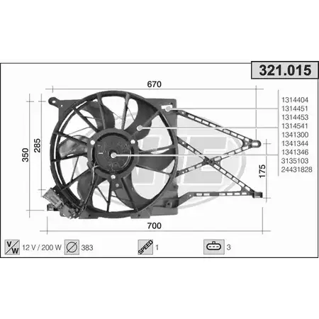 Вентилятор радиатора двигателя AHE 1194340270 C77Y0 321.015 321.0 15 изображение 0