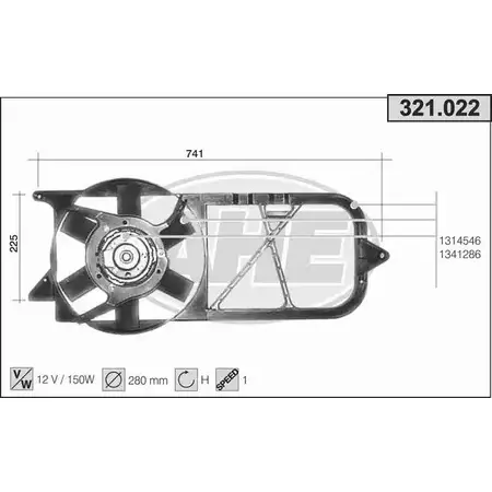 Вентилятор радиатора двигателя AHE 321.022 32 1.022 38NDC 1194340273 изображение 0