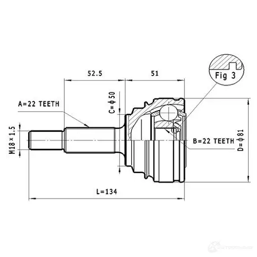 Шрус приводного вала, комплект STATIM c381 5 6K59KT 1229368406