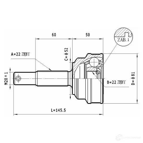 Шрус приводного вала, комплект STATIM 1229367848 N AVTEG c234
