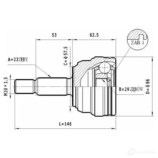 Шрус приводного вала, комплект STATIM c359 YL A7BB 1229368320