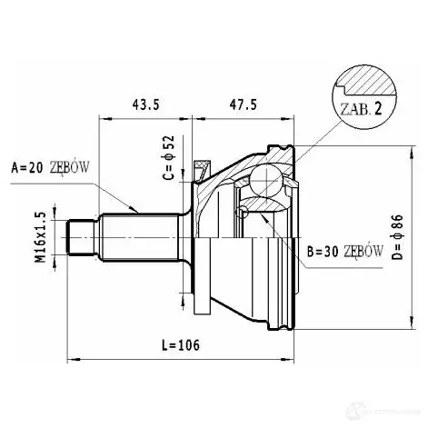 Шрус приводного вала, комплект STATIM c009 TVRSX 3 1229367350