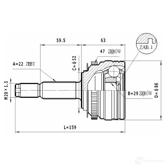 Шрус приводного вала, комплект STATIM c140 1229367548 2V 6LM