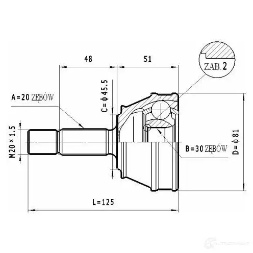 Шрус приводного вала, комплект STATIM c304 1229368086 6IWA 93W изображение 0