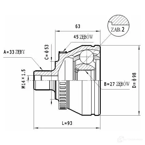 Шрус приводного вала, комплект STATIM 1229368132 PBE1 UP c322