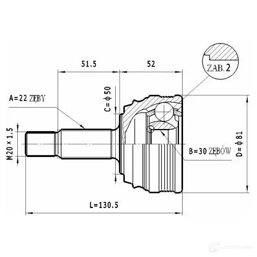 Шрус приводного вала, комплект STATIM JTUMA TR 1229368026 c285