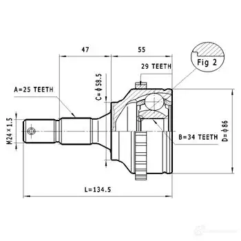 Шрус приводного вала, комплект STATIM c279 1229368000 KCMM HS изображение 0