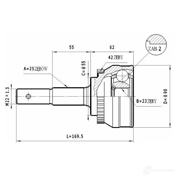 Шрус приводного вала, комплект STATIM 8 6C87G 1229369212 c551