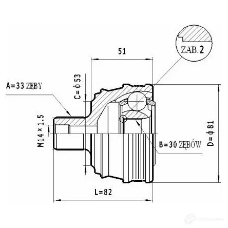 Шрус приводного вала, комплект STATIM 1229368182 c333 3AY KX4A