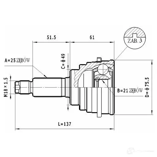 Шрус приводного вала, комплект STATIM 1229369642 c637 X0 M7QK