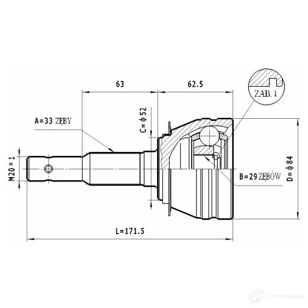 Шрус приводного вала, комплект STATIM 1229367540 WC3 56 c138