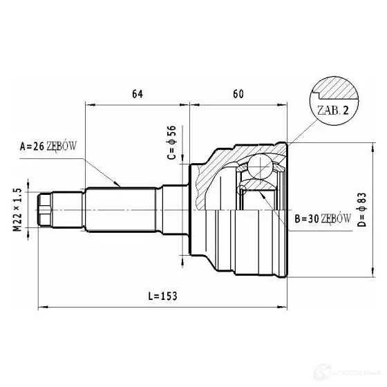 Шрус приводного вала, комплект STATIM c464 104G CVW 1229368812