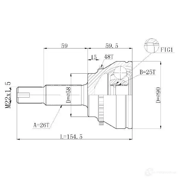 Шрус приводного вала, комплект STATIM c580 8K GFPR 1229369322