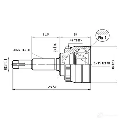 Шрус приводного вала, комплект STATIM c538 VQK 64NF 1229369162